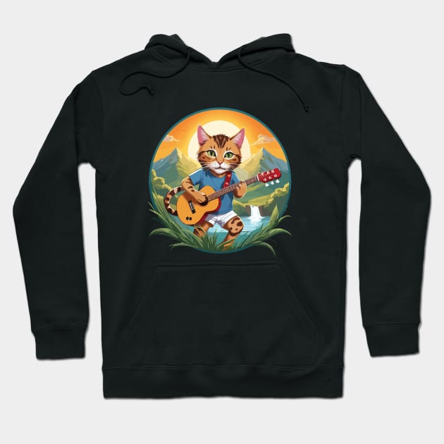 Cat Guitar Mountain Hoodie by Prime Quality Designs